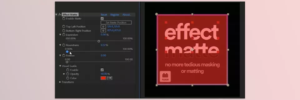 Effect Matte - Customize and animate parameters to achieve precise adjustments to your matte.