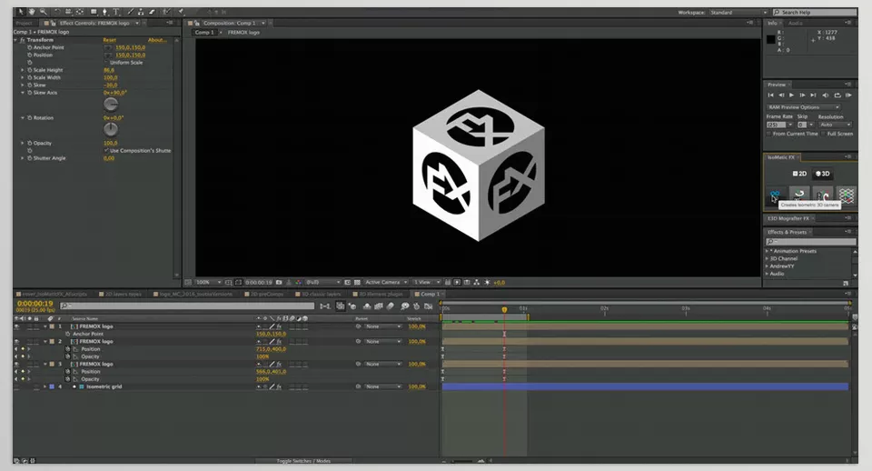 Isomatic FX in After Effects - Isometric 3D camera.