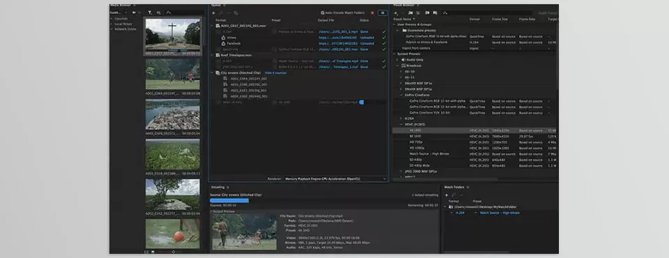 Media Encoder - Import, transcode, generate proxies, and export to virtually any format you can think of.