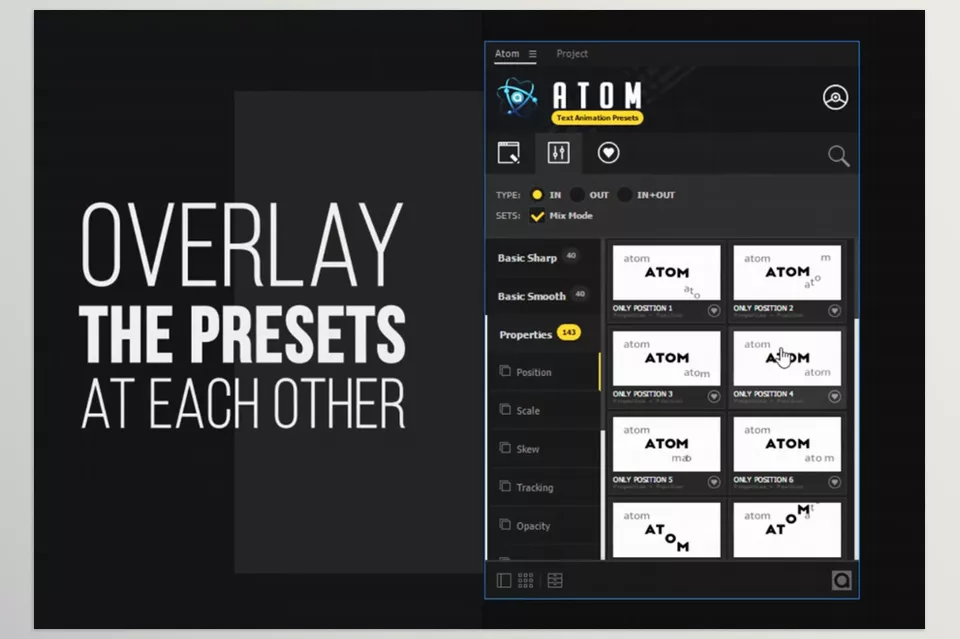 Text Presets - Overlay the presets at each other.