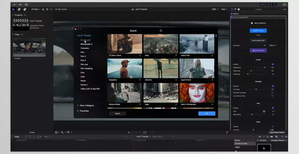 MotionVFX - mLUT Blockbuster Pack - From ordinary to cinematic—bring your footage to life with mLUT Blockbuster Pack.