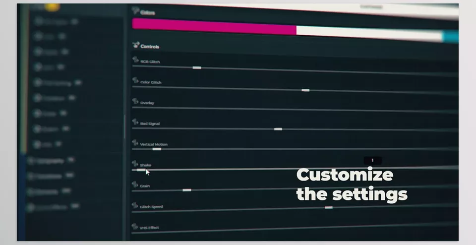650 plus Glitch Elements For After Effects - Easily customize the settings.