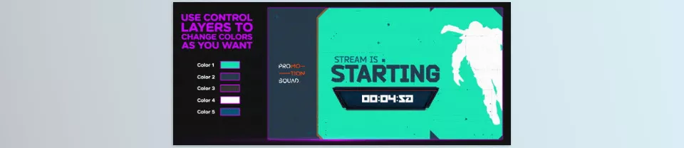 Videohive - The Streamer - Every element features color controls.