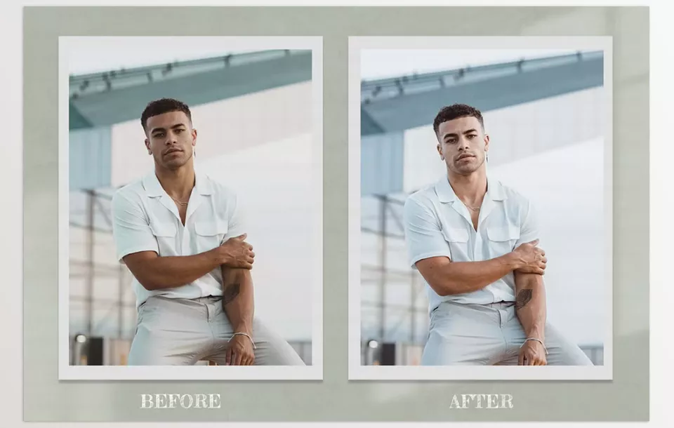 Creative Market - Fashion Men Lightroom Photoshop LUTs - A refined edit that brings out the sharp details and rich tones of every gentleman’s portrait, making every shot feel effortlessly timeless.