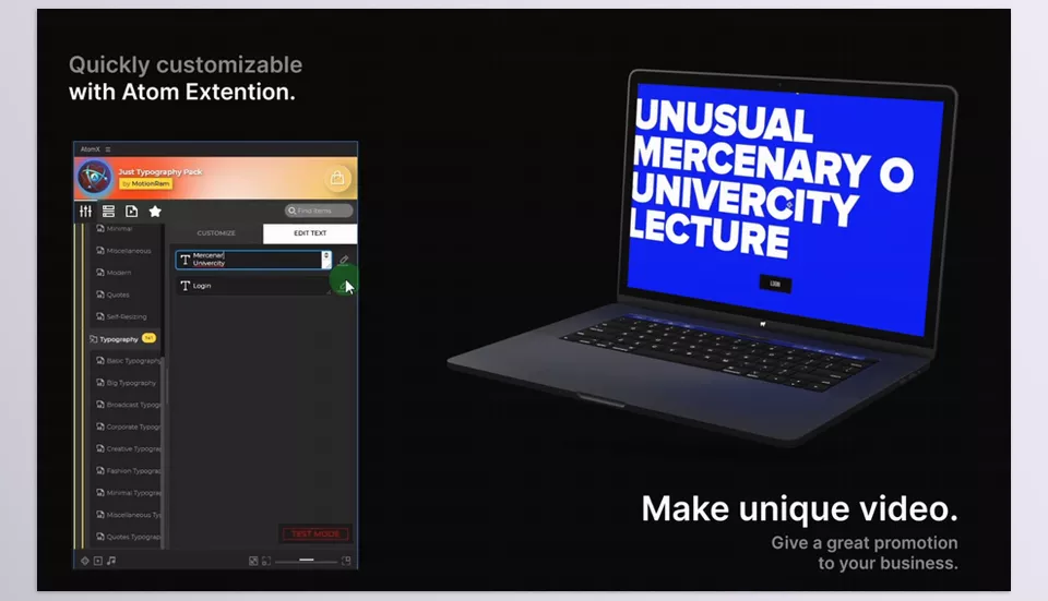 Just Typography Pack for Premiere Pro - Quickly customize with Atom Extention.