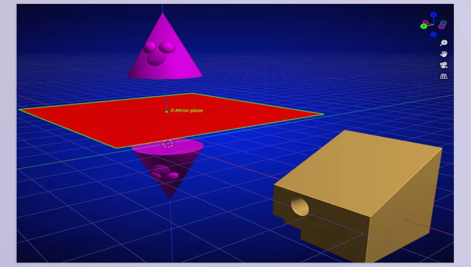 Mirror Copy - Simply select your object and pick one of the mirror planes (X, Y, or Z).