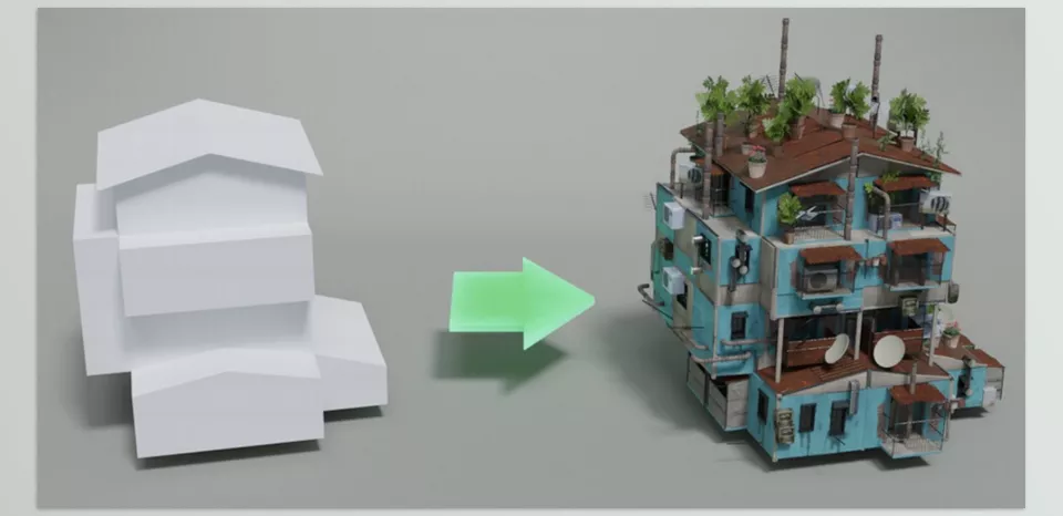 Procedural Building Generator - Each style is organized within a single collection, making it incredibly easy to switch between them.