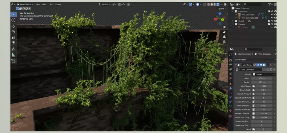 Vine Generator - Automatically generates and attaches vines to selected nearby collections that you specify.