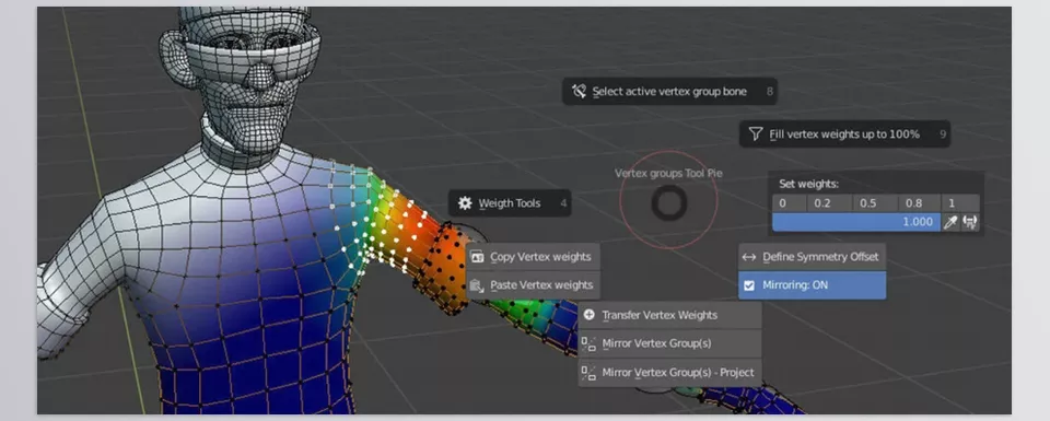 Weight Paint Tools - easy menu for applying weights to vertices