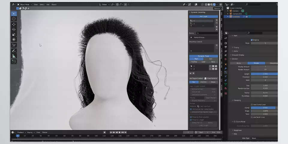 Dynamic Grooming - With the shape key you can create animation, making the process to animate faster!