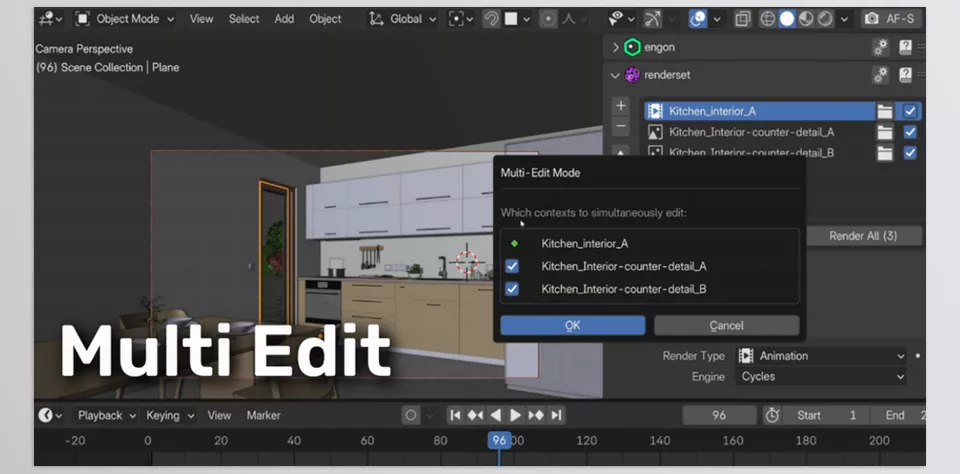 Render Manager Addon Renderset - You can select the contexts you want to edit and change it everywhere at once.