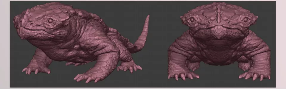 Retopology Reference - It provides a Blender file featuring a high-resolution sculpted lizard and its low-resolution retopologized version, serving as a valuable reference for retopology techniques.