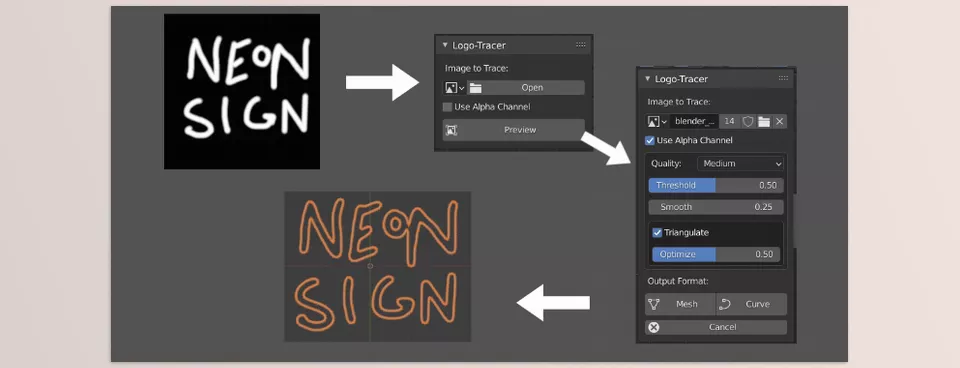 Logo Tracer - Change sample quality, threshold, smoothness and more.