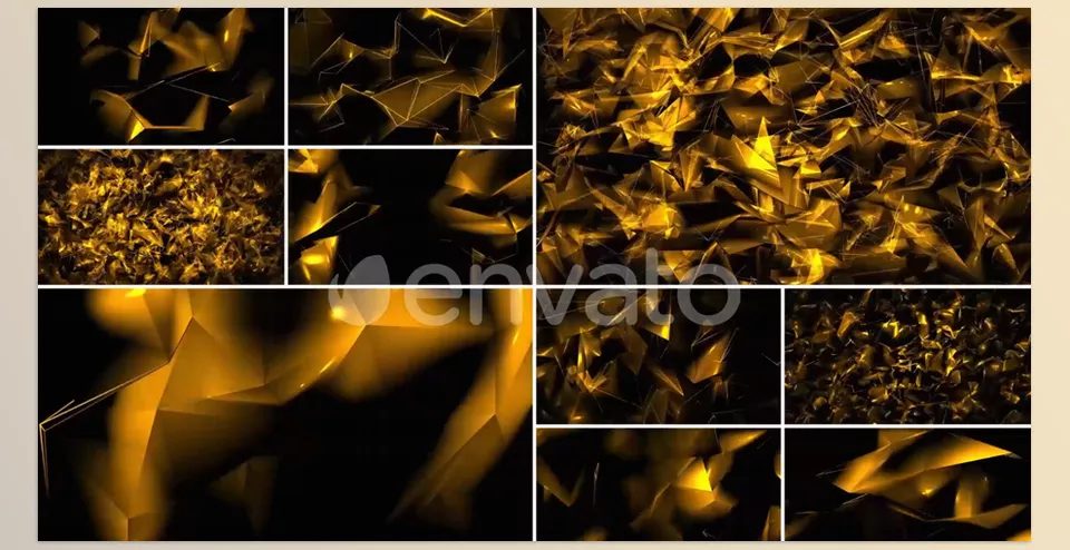 Gold Backgrounds for After Effects - 10 golden backgrounds broken glass style!