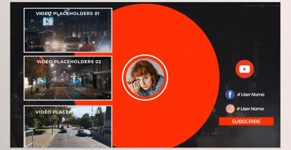 Youtube End Screens Pack V3 - Easy color control and Fast render.