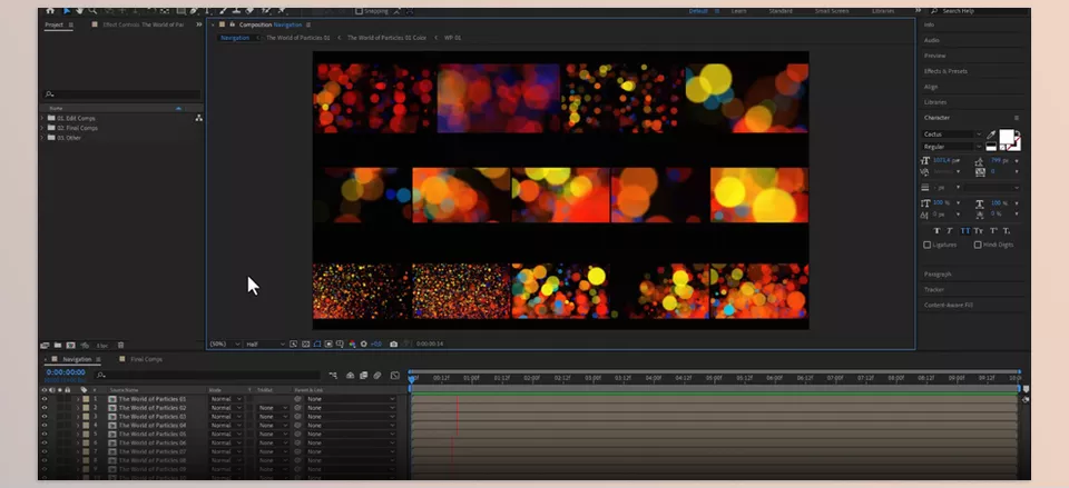 The World of Particles for After Effects - Each animation includes a color controller for easy customization.