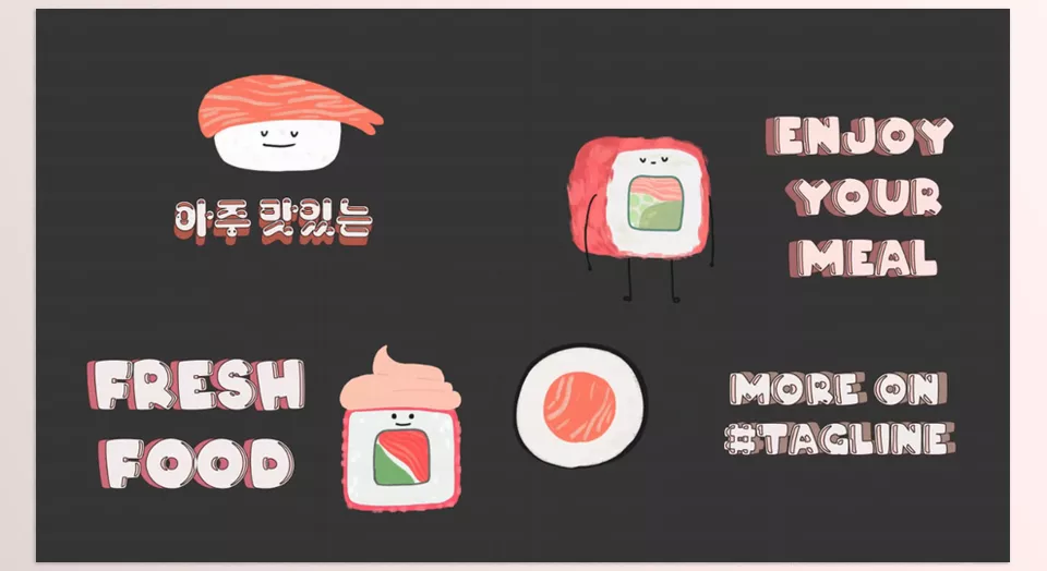 Sushi Titles for Premiere Pro - Featuring customizable text and vibrant labels, this template adds a fun and mouthwatering flair to your lower thirds.
