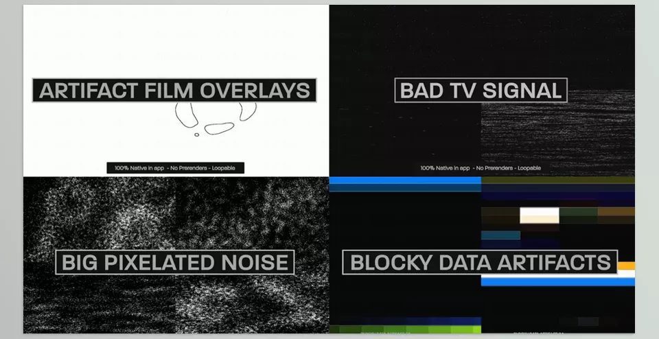 Animated Motion Overlays Pack For Premiere Pro - Every Overlay is consolidated into a single graphics clip.