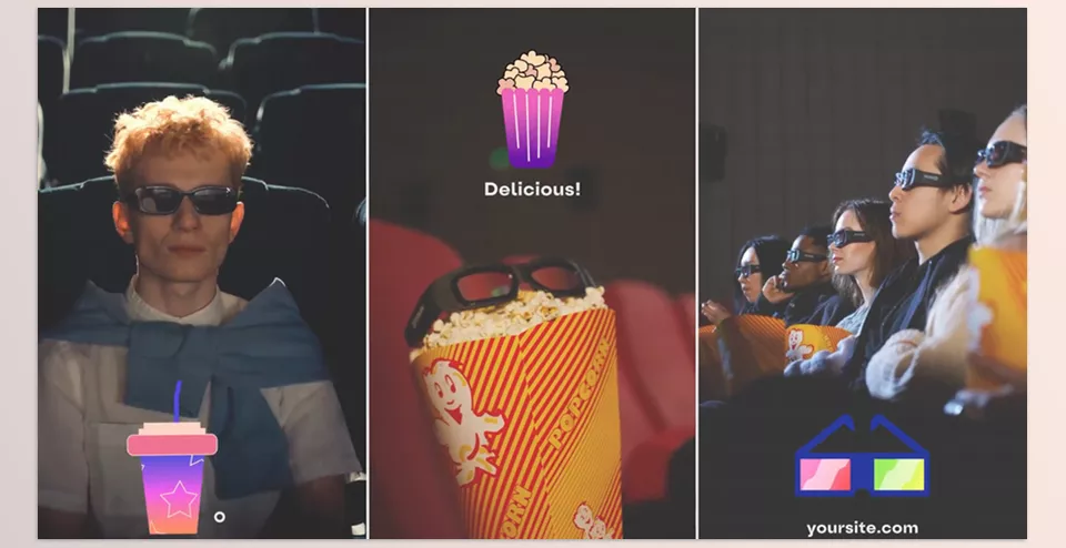 Cinema Icons And Titles for Premiere Pro - Each animation has switchable texts and a color controller for easy customization.