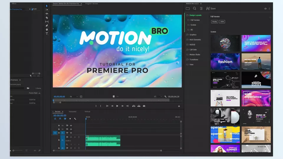 Free Motion Bro Presets for Premiere Pro - Stylish overlay transitions, including simple slide and zoom effects, flex transitions, zipper-style transitions, and more.