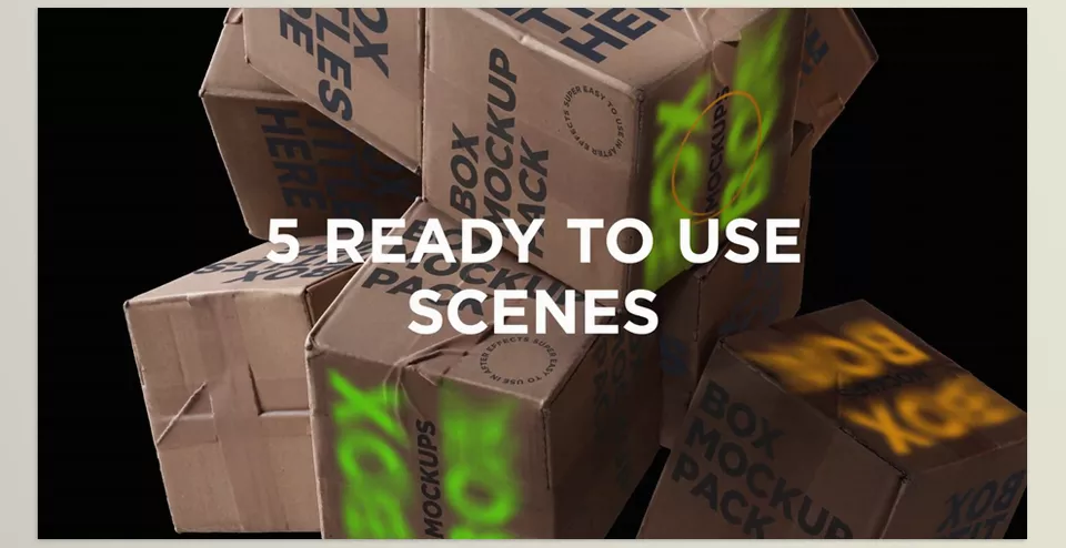 Dynamic 3D Box Mockups - a pack of 3D dynamic boxes, ideal for typography promos or commercials.