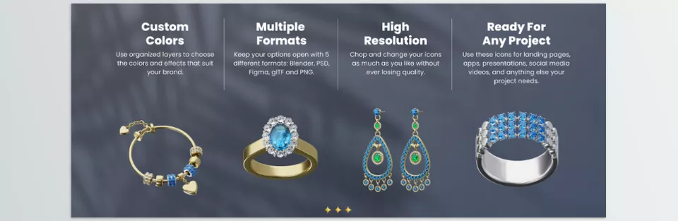 3D Jewelry Icon Set - Slice up your projects with 3D icons.