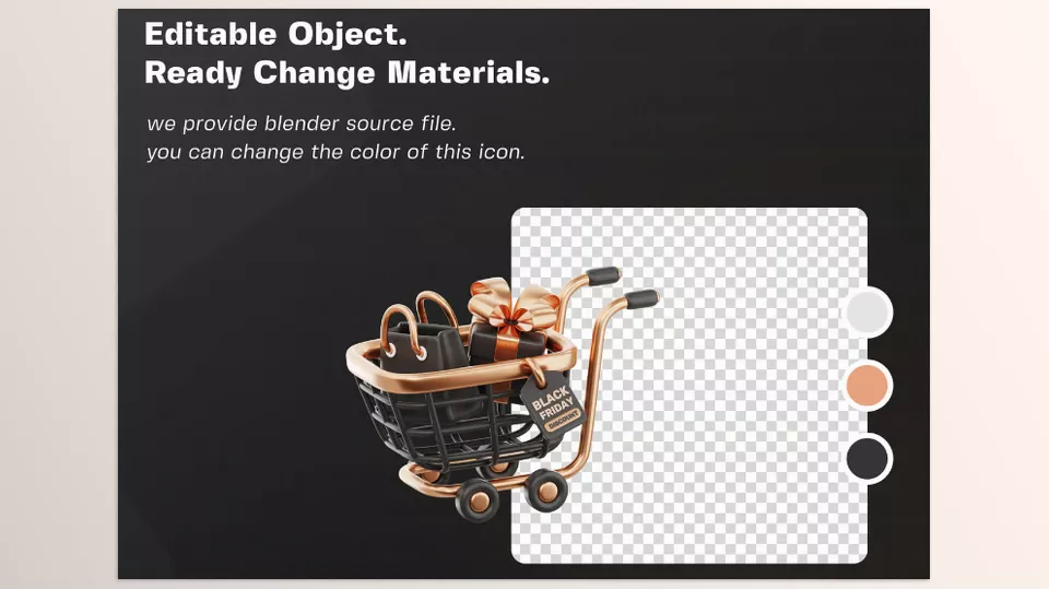 Black Friday Gold Edition 3D Illustration Pack - Editable object and ready change materials.