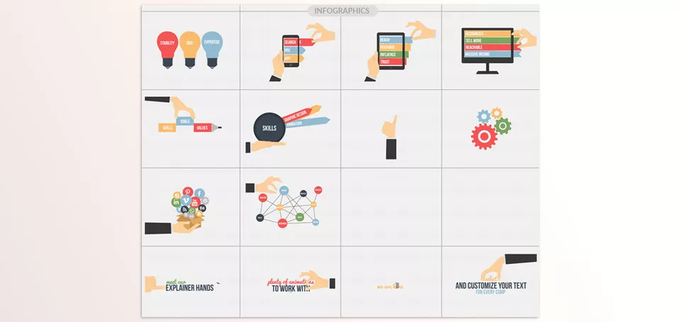 Explainer World Animated Hands for Premiere Pro - visually appealing infographics