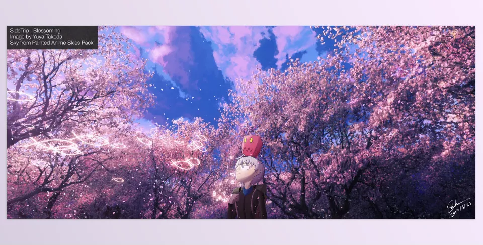 YARDSALE HDRI Painted Anime Skies - Unlike traditional HDRIs, these clouds are carefully hand-painted, adding a unique artistic quality.