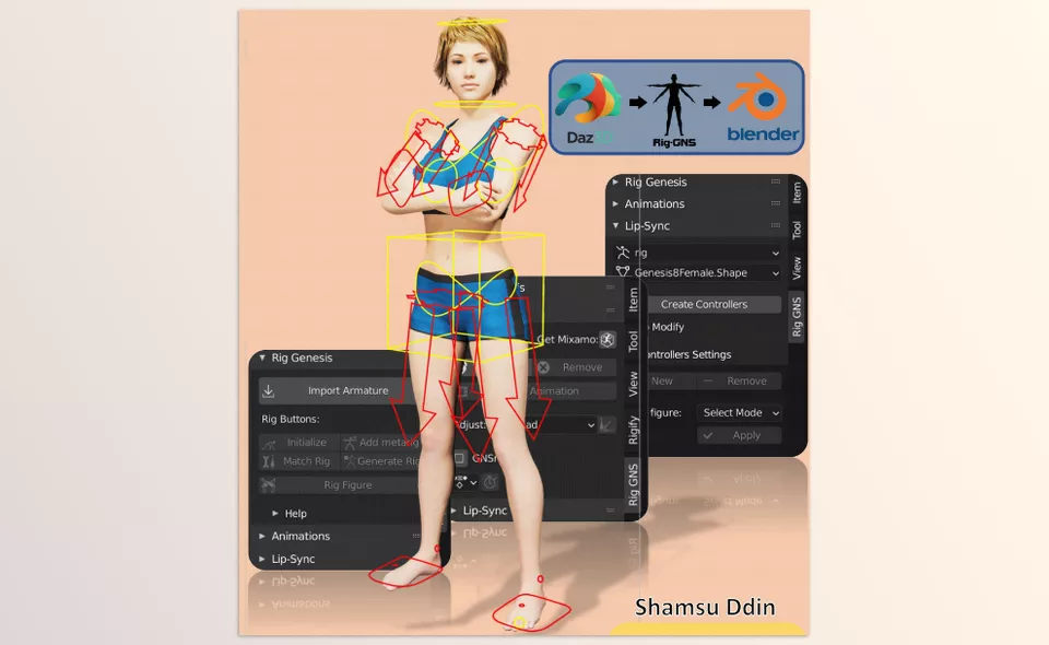 Rig GNS Pro - It generates multiple control bones, offering a variety of options for straightforward and intuitive manual animation.
