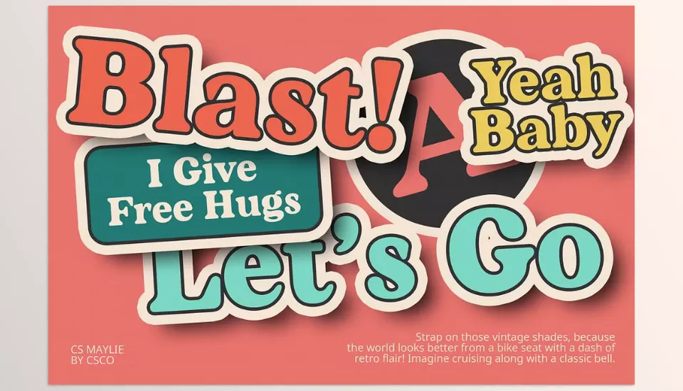 CS Maylie Retro Font - Retro Inspired Bold Serif with Rounded Edges.