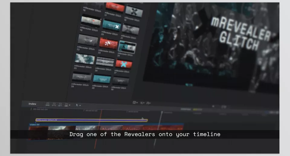 mRevealer Glitch - Transform your footage with eye-catching glitch effects that energize your visuals and captivate the audience.