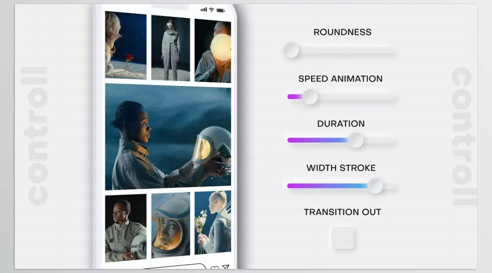 Vertical Multiscreen Transition 7 Split Screen - Effortless editing with one-click control over speed, duration, and frame styles.