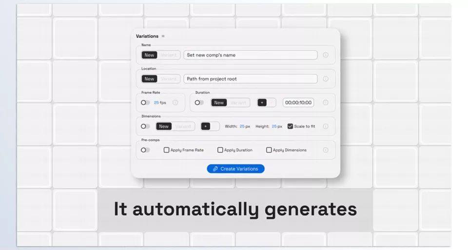 Aescripts - Variations - Create adaptations of your compositions.