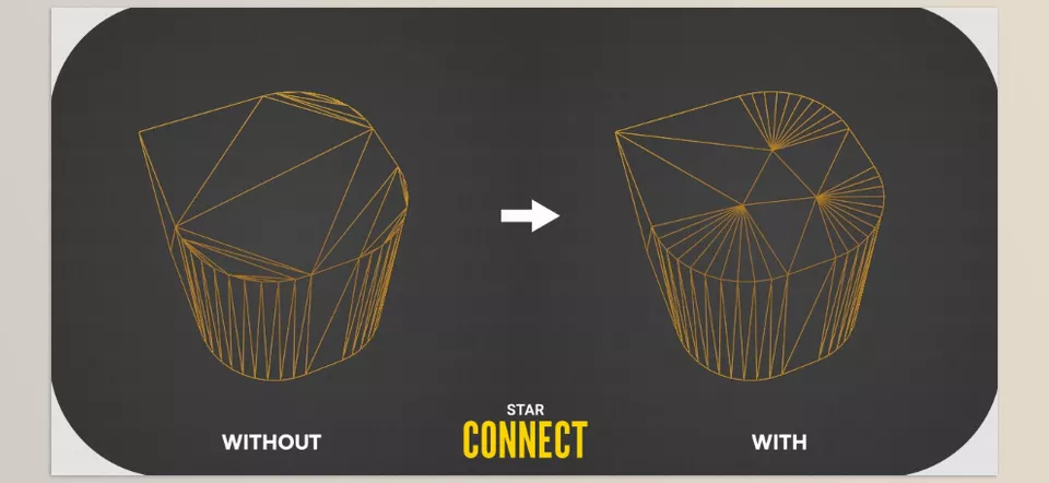 Blender - Star Connect Smart Mesh Triangulation - Star Connect mode in action, making precise triangulation effortless.