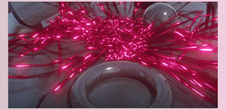 Particle Simulation Modifier - Particles burst into motion, leaving dynamic trails behind.