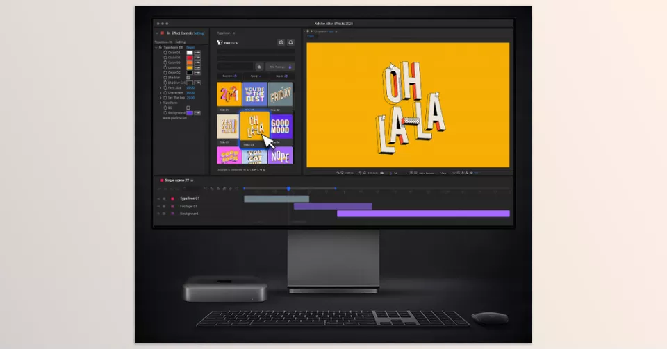 TypeToon 3D Animated Typography Plugin - A vibrant blend of retro-style 3D text pops with animation, bringing your creative ideas to life with playful energy.