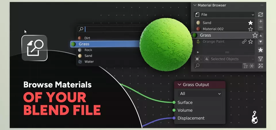 Material Picker Select And Browse Materials - Instantly access and modify materials in your scene with a simple hover action, improving your workflow efficiency.