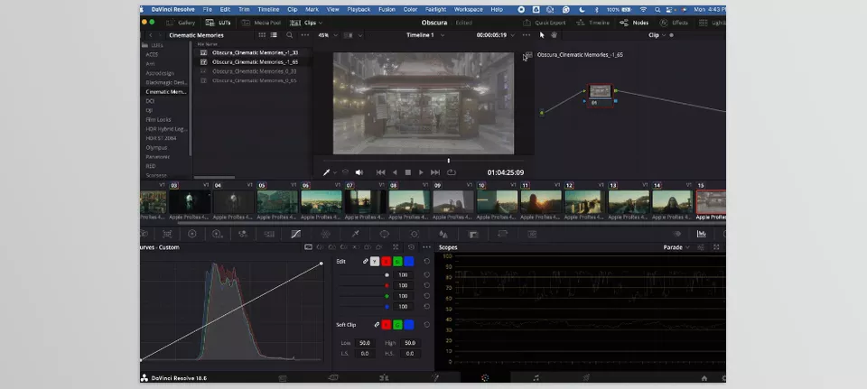 Cinematic Memories - Obscura - Transform your footage into a cinematic masterpiece with a simple drag-and-drop color grade, perfect for all major editing software.