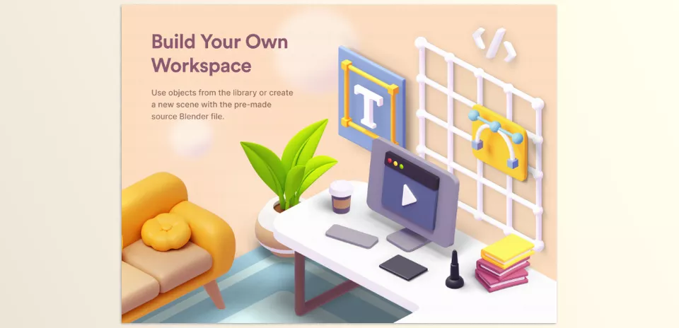 Cubbies 3D Workspace Illustrations - A creative toolkit packed with hundreds of elements for websites, apps, and presentations.