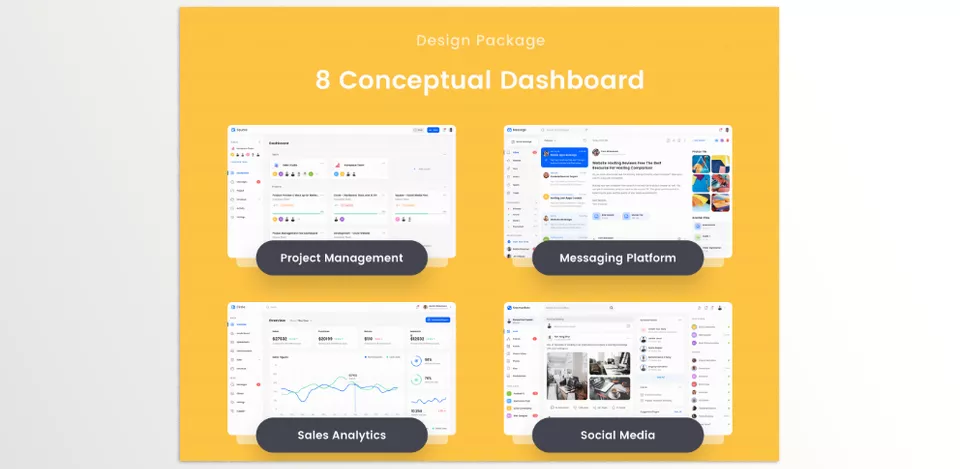 Square Dashboard UI Kit - Experience the adaptability of this UI kit, designed to meet diverse project needs with style and precision.
