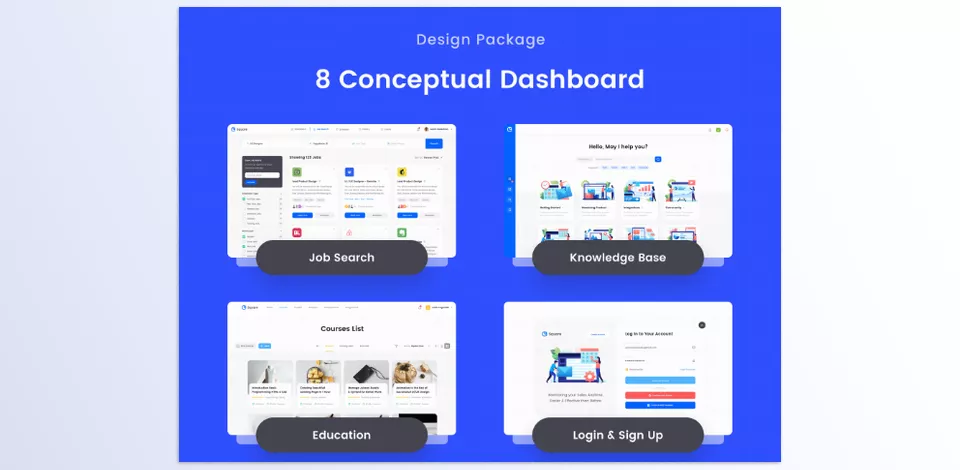 Square Dashboard UI Kit - Discover a vibrant color palette and rounded corners that bring a fresh look to your digital designs.