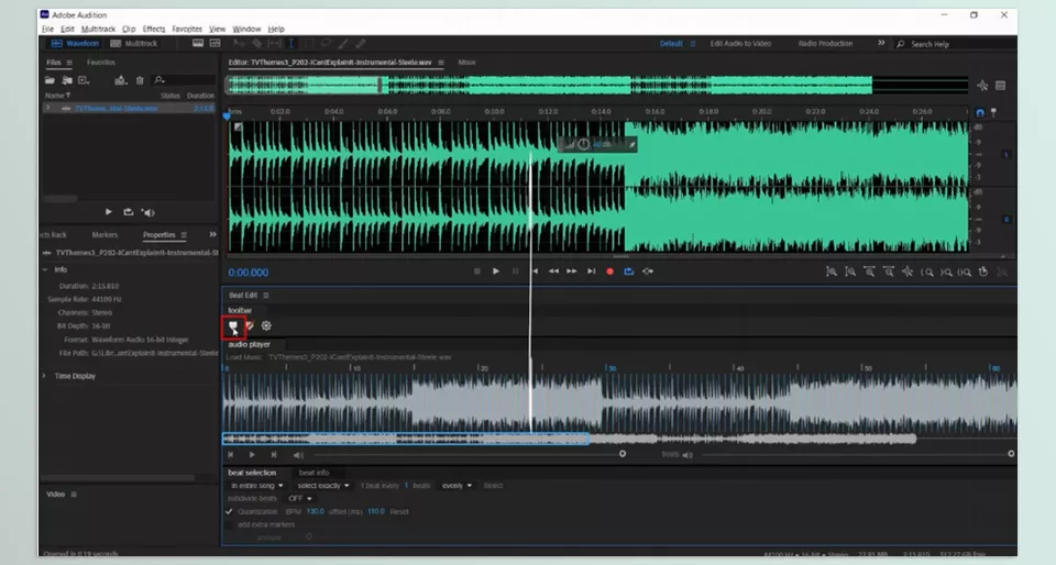 BeatEdit for Audition - Advanced beat tracking allows for effortless alterations of your soundtracks.