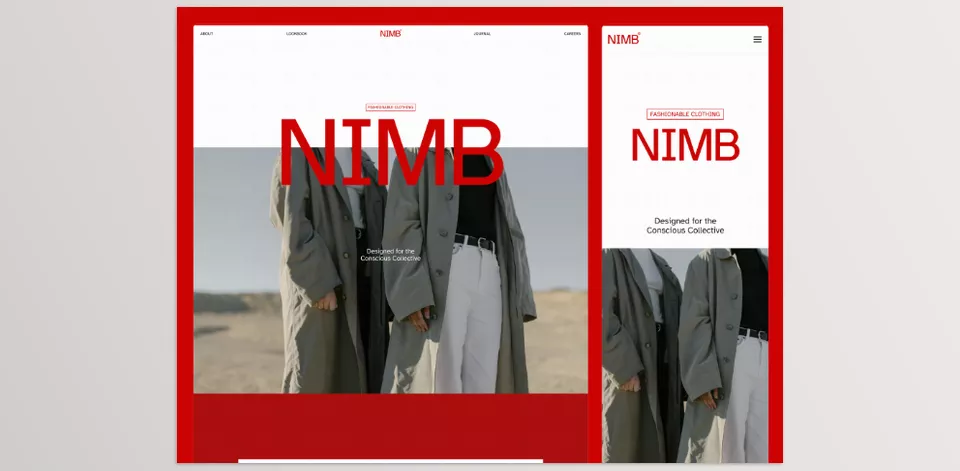 NIMB Fashion Brand Website - Compelling narrative sections to connect with your audience.