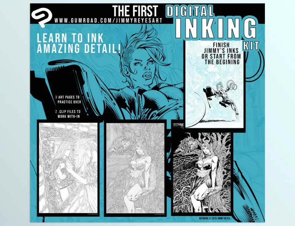  Comic Book Artist INKER SET - Learn how to do professional inking effortlessly.