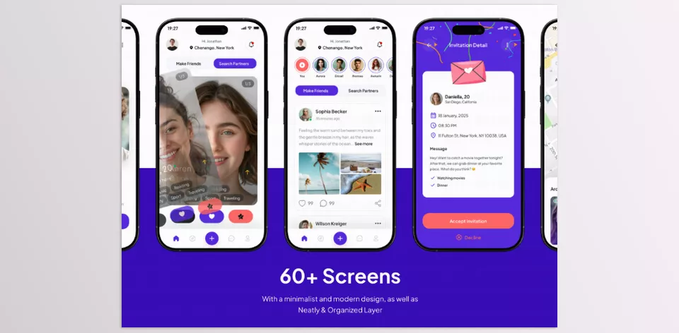 UI8 - Matchify Dating Premium UI KIts App - App development is now easier thanks to the neatly arranged and fully editable screens.
