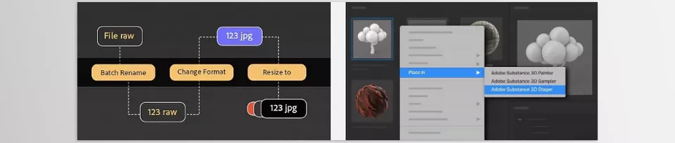 Adobe Bridge - Create 3D designs with a cross-application workflow.
