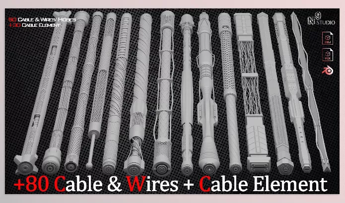 Blender – +80 Cable Wires Hoses And Cable Element Download