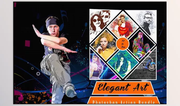 Creative Market – Elegant Art Photoshop Action Bundle Download 12709885