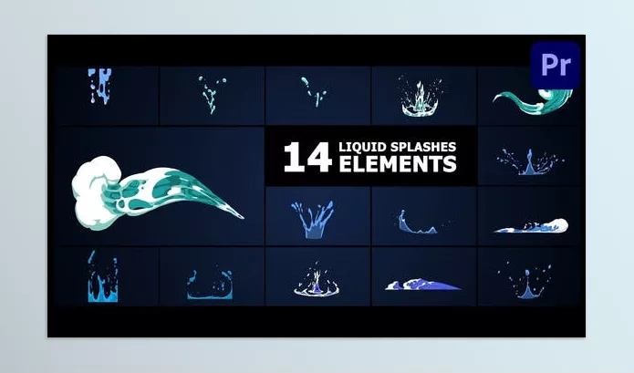 Videohive – Liquid Splashes Elements Premiere Pro MOGRT Download 53362953